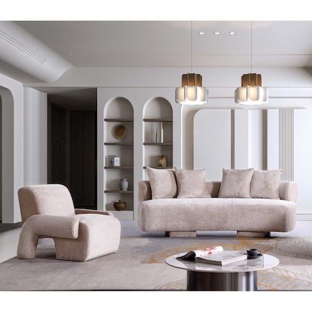 Manhattan Comfort 2-Piece Verandah 90.6 in. Sofa and Accent Chair in Beige 2-LSAC1769-BE